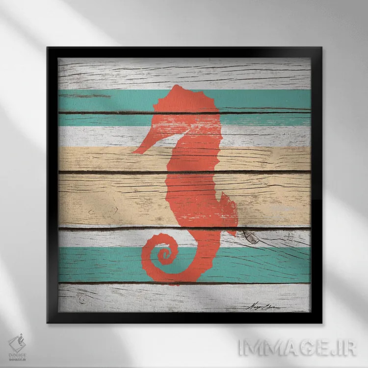 تابلو موجود دریایی راهراه II اثر هیوگو ادوینز - نمای قابدار مشکی