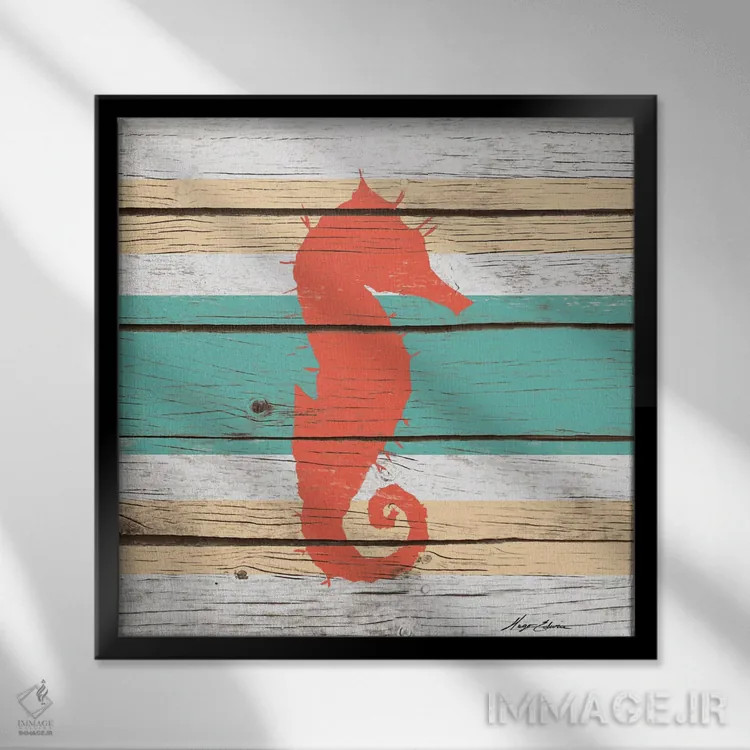 تابلو موجود دریایی راهراه I اثر هیوگو ادوینز - نمای قابدار مشکی