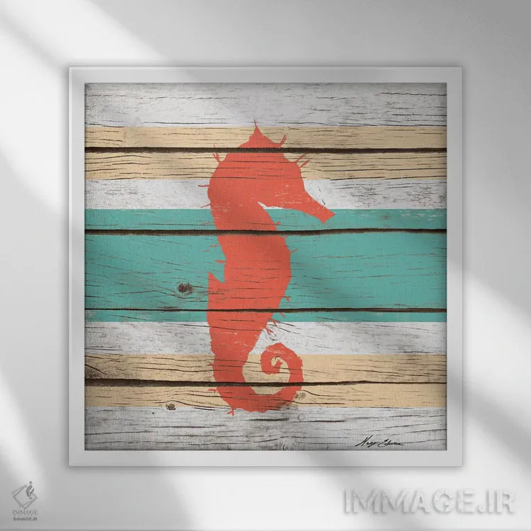 تابلو موجود دریایی راهراه I اثر هیوگو ادوینز - نمای قابدار سفید