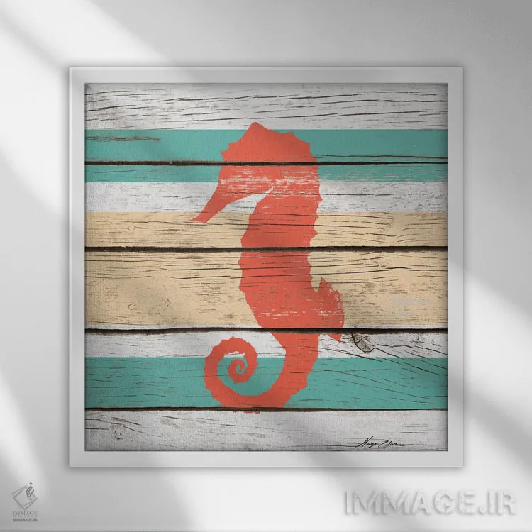 تابلو موجود دریایی راهراه II اثر هیوگو ادوینز - نمای قابدار سفید