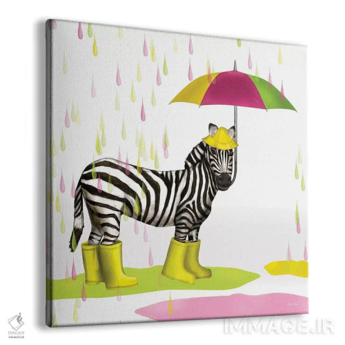 تابلو گورخر سافاری قطره باران اثر هیوگو ادوینز - نمای پرسپکتیو محصول