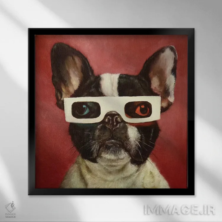 تابلو سگ سهبعدی اثر لوسیا هفرنان - نمای قابدار مشکی