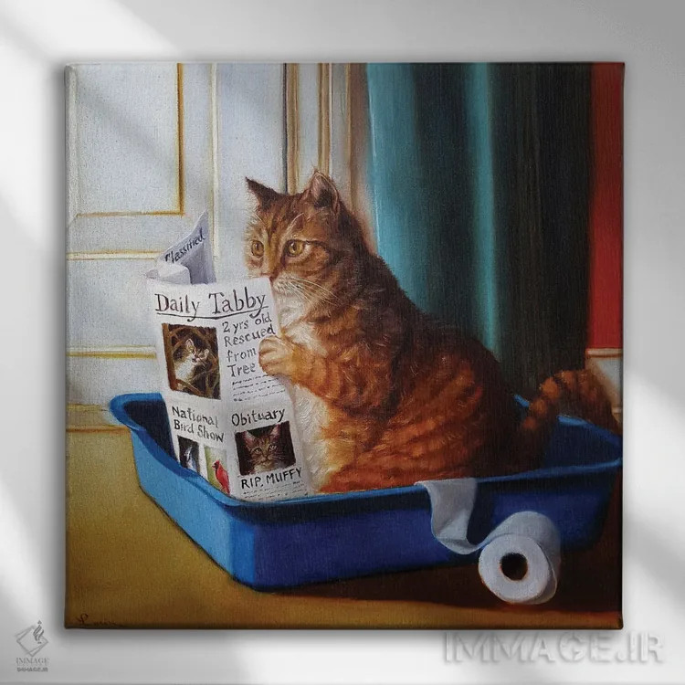 تابلو تخت گربه اثر لوسیا هفرنان - نمای روبهرو روی دیوار