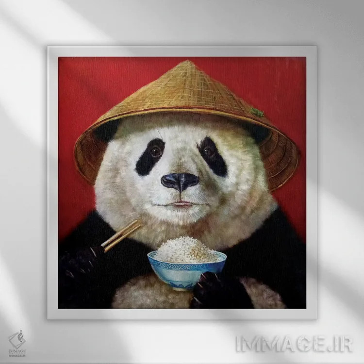 تابلو پاندا اثر لوسیا هفرنان - نمای قابدار سفید