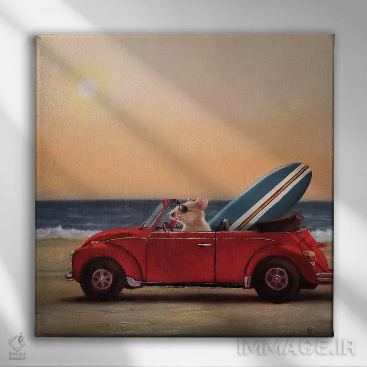 تابلو روانهٔ ساحل اثر لوسیا هفرنان - نمای روبهرو روی دیوار