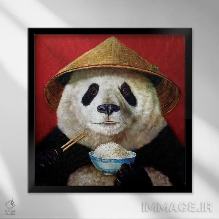 تابلو پاندا اثر لوسیا هفرنان - نمای قابدار مشکی