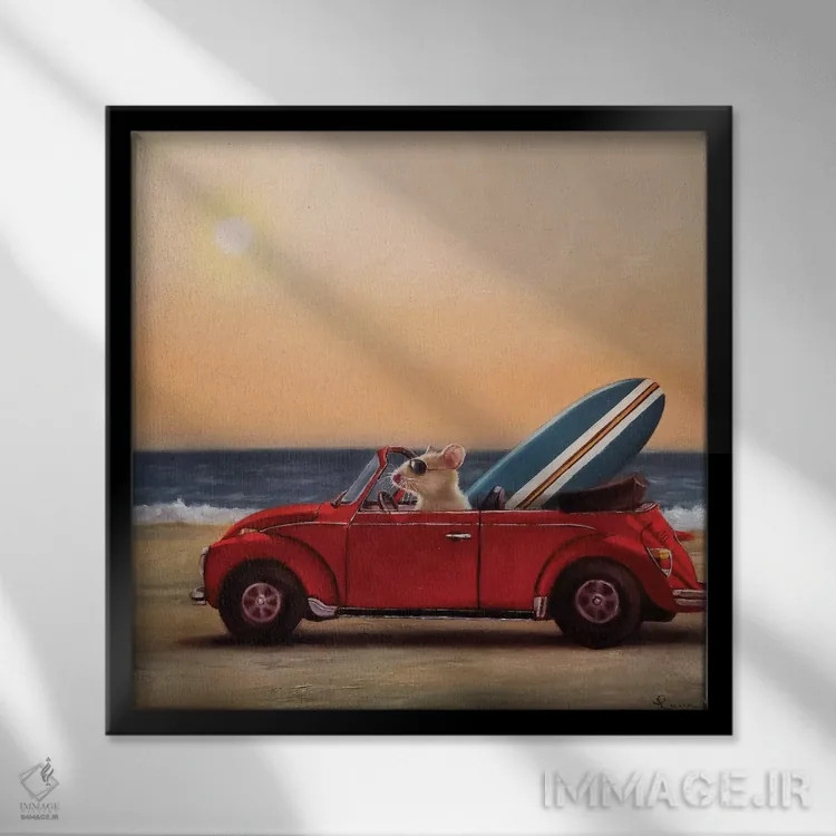 تابلو روانهٔ ساحل اثر لوسیا هفرنان - نمای قابدار مشکی