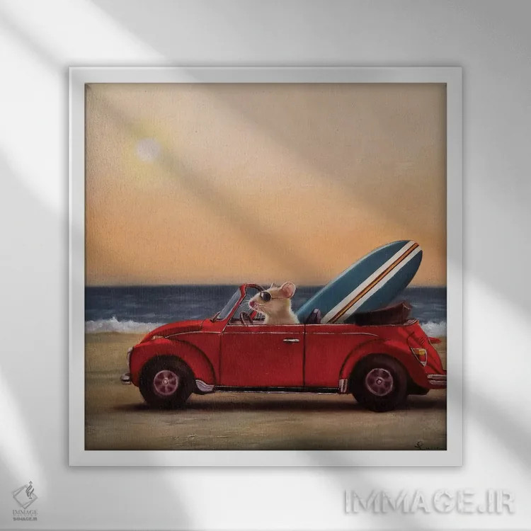 تابلو روانهٔ ساحل اثر لوسیا هفرنان - نمای قابدار سفید