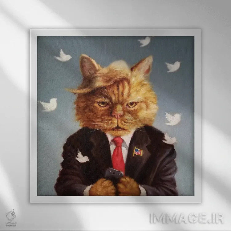 تابلو طعنههای گربهای اثر لوسیا هفرنان - نمای قابدار سفید