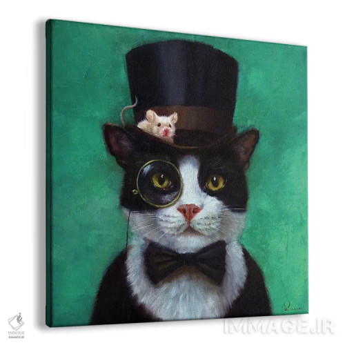 تابلو گربه تاکسیدو اثر لوسیا هفرنان - نمای پرسپکتیو محصول