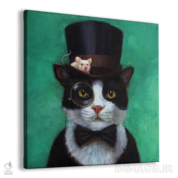 تابلو گربه تاکسیدو اثر لوسیا هفرنان - نمای پرسپکتیو محصول