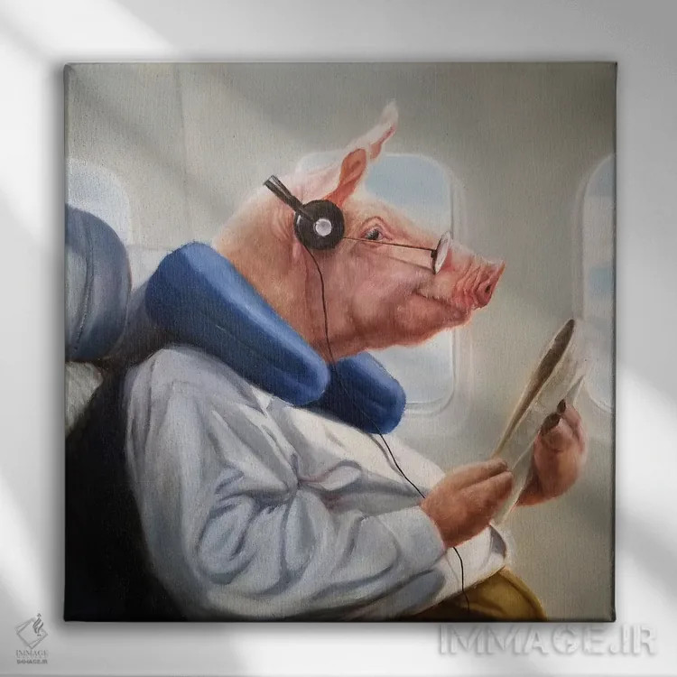 تابلو وقتی خوکها پرواز کنند II (اصطلاح طنز) اثر لوسیا هفرنان - نمای روبهرو روی دیوار