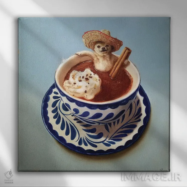 تابلو شکلات داغ مکزیکی اثر لوسیا هفرنان - نمای روبهرو روی دیوار