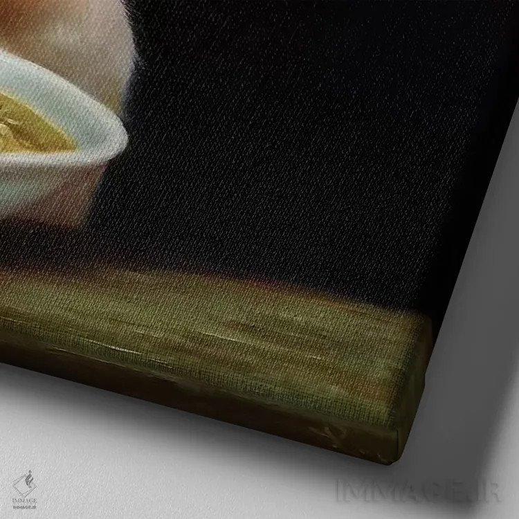 تابلو کلی رشتهفرنگی (طنز) اثر لوسیا هفرنان - نمای نزدیک بافت بوم