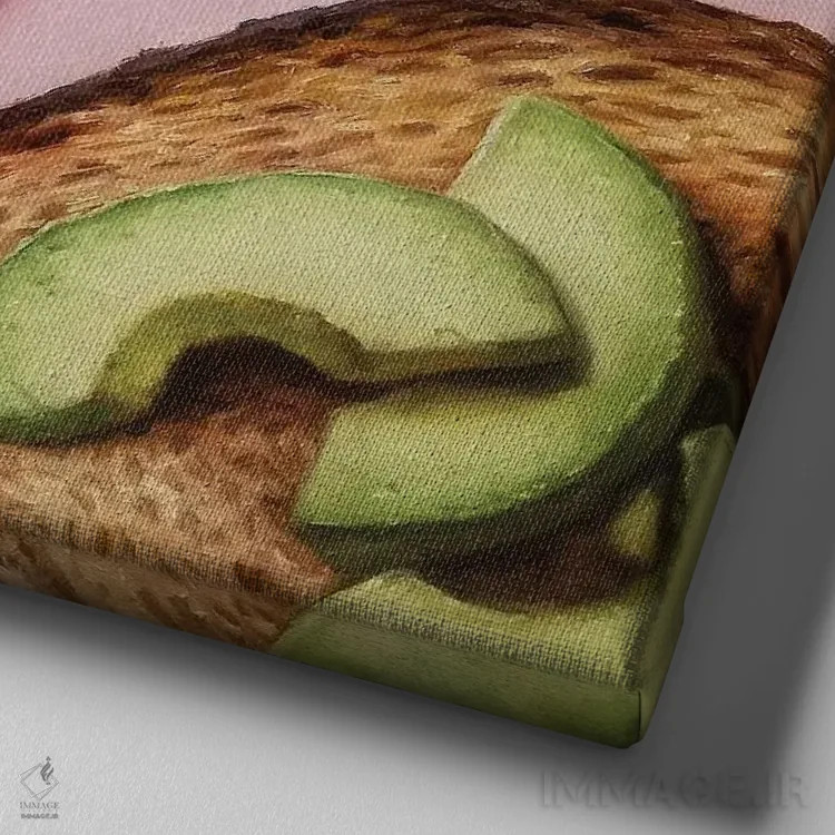 تابلو تُست آووکادو اثر لوسیا هفرنان - نمای نزدیک بافت بوم