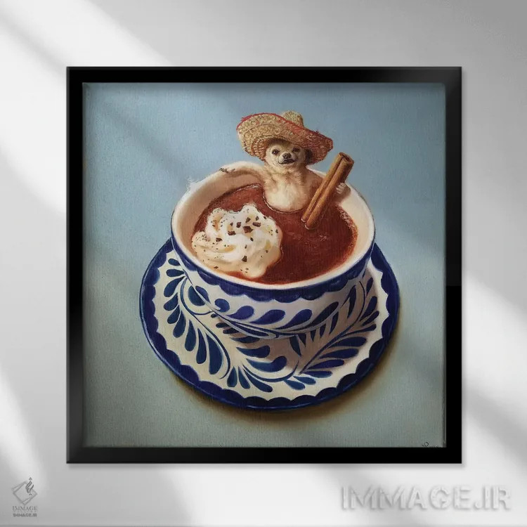 تابلو شکلات داغ مکزیکی اثر لوسیا هفرنان - نمای قابدار مشکی