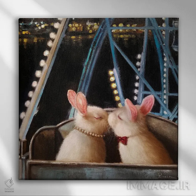 تابلو اولین بوسه اثر لوسیا هفرنان - نمای روبهرو روی دیوار