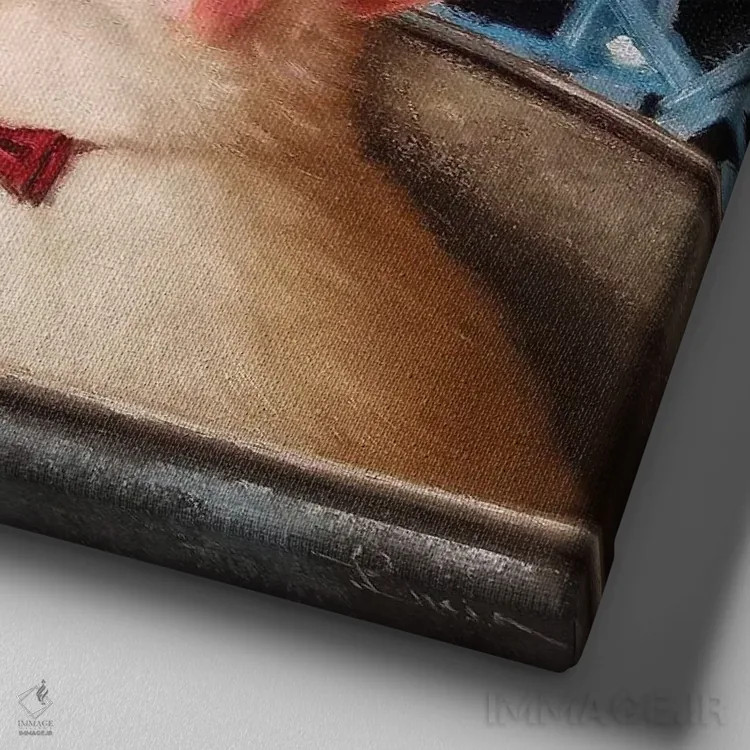 تابلو اولین بوسه اثر لوسیا هفرنان - نمای نزدیک بافت بوم