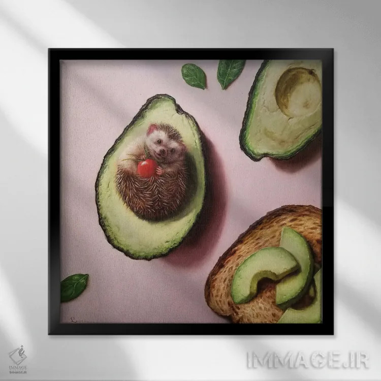تابلو تُست آووکادو اثر لوسیا هفرنان - نمای قابدار مشکی