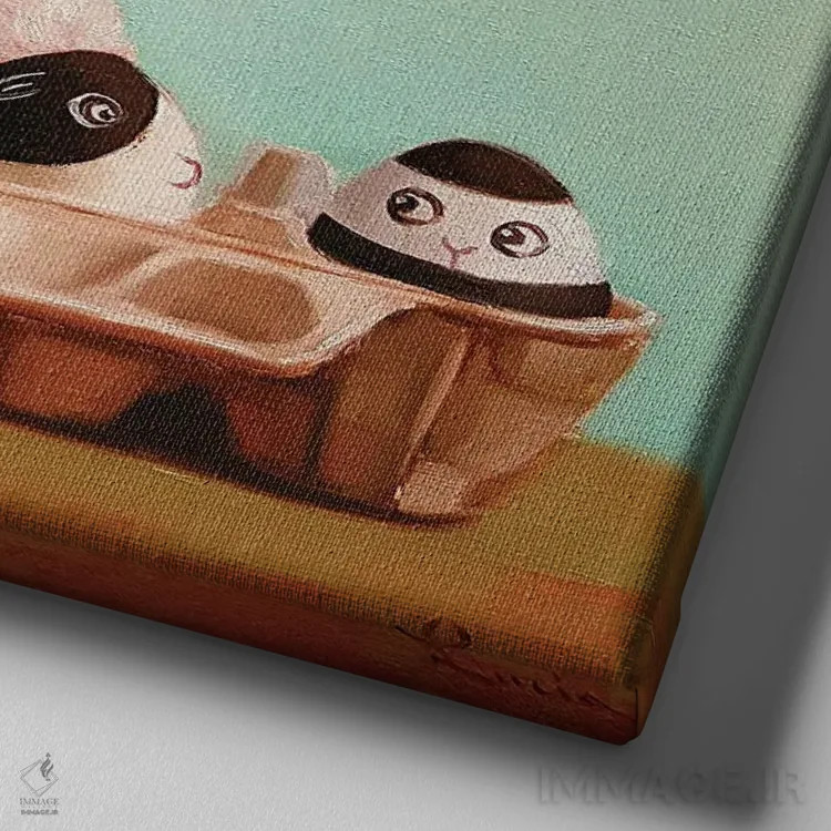 تابلو دنگی حساب کردن (اصطلاح تقسیم هزینه) اثر لوسیا هفرنان - نمای نزدیک بافت بوم