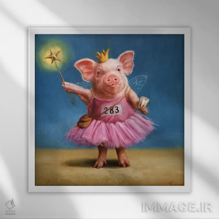 تابلو فرشته دندان اثر لوسیا هفرنان - نمای قابدار سفید