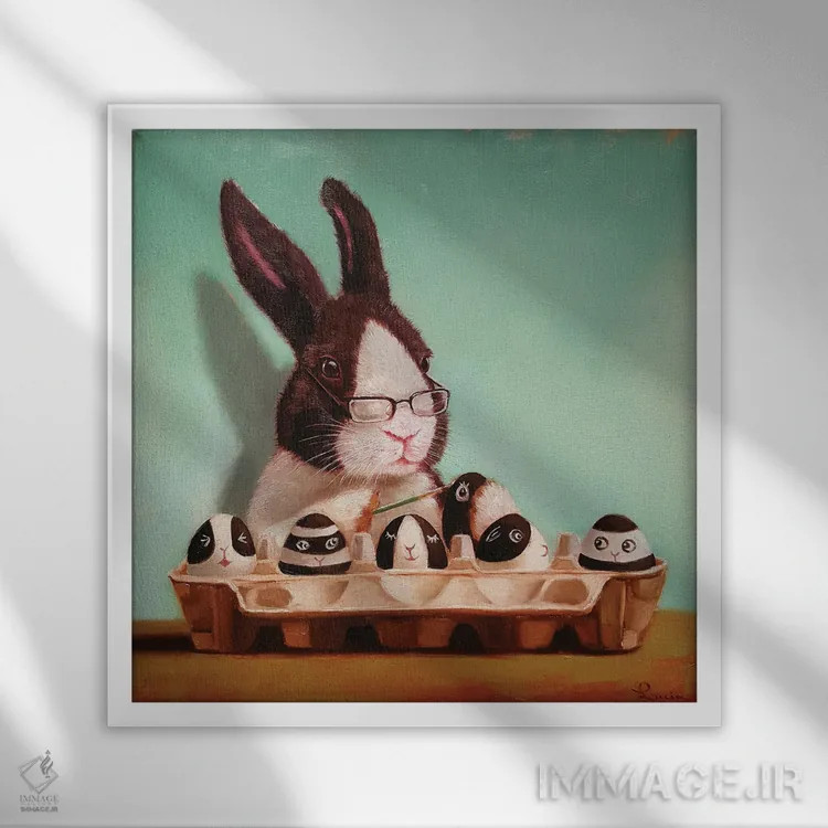 تابلو دنگی حساب کردن (اصطلاح تقسیم هزینه) اثر لوسیا هفرنان - نمای قابدار سفید