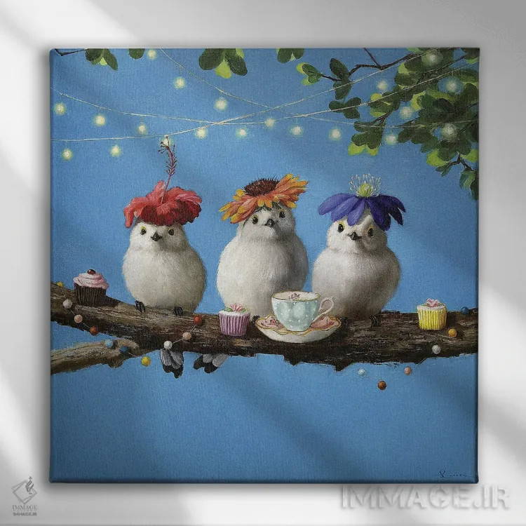 تابلو مهمانی باغ اثر لوسیا هفرنان - نمای روبهرو روی دیوار