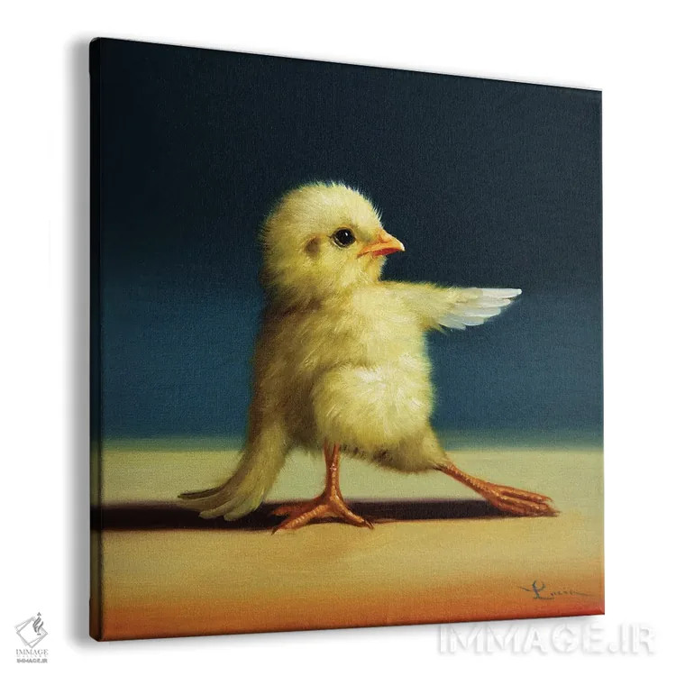 تابلو زانو خمیده (جوجه یوگاکار) اثر لوسیا هفرنان - نمای پرسپکتیو محصول