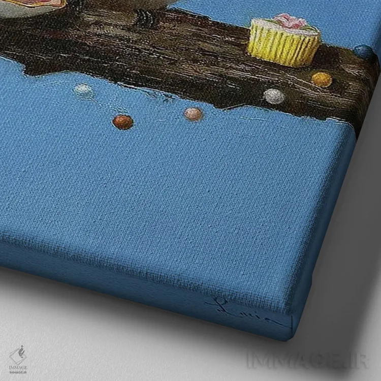 تابلو مهمانی باغ اثر لوسیا هفرنان - نمای نزدیک بافت بوم