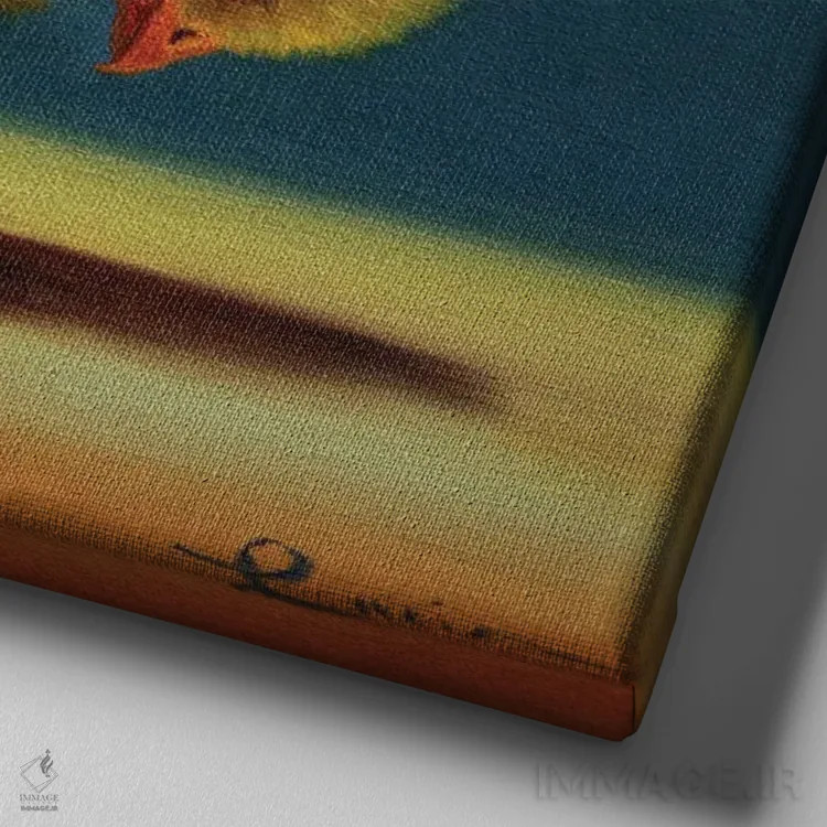 تابلو تیر تعادل (جوجه یوگاکار) اثر لوسیا هفرنان - نمای نزدیک بافت بوم