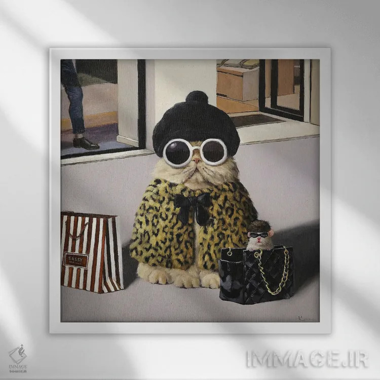 تابلو خرید درمانی اثر لوسیا هفرنان - نمای قابدار سفید