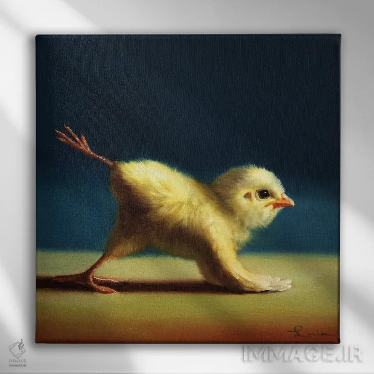 تابلو لگد قاطر (جوجه یوگاکار) اثر لوسیا هفرنان - نمای روبهرو روی دیوار