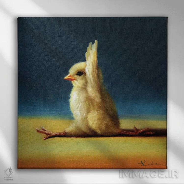 تابلو حالت میمون (جوجه یوگاکار) اثر لوسیا هفرنان - نمای روبهرو روی دیوار