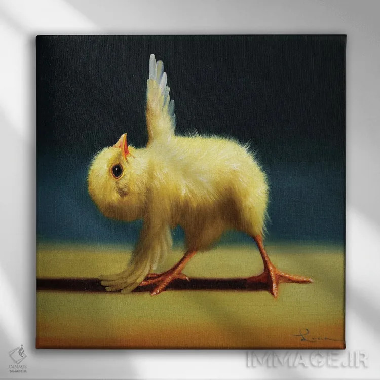 تابلو حالت هرم (جوجه یوگاکار) اثر لوسیا هفرنان - نمای روبهرو روی دیوار