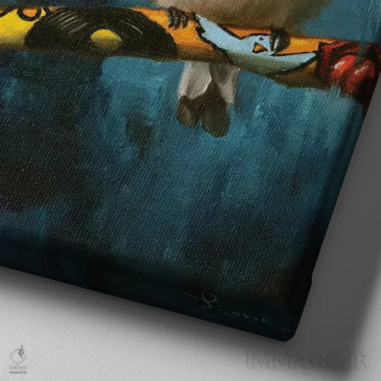 تابلو پرندهها در محله دو اثر لوسیا هفرنان - نمای نزدیک بافت بوم