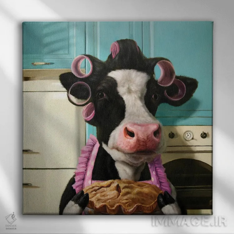 تابلو کیک گاوی (کود گاو) اثر لوسیا هفرنان - نمای روبهرو روی دیوار