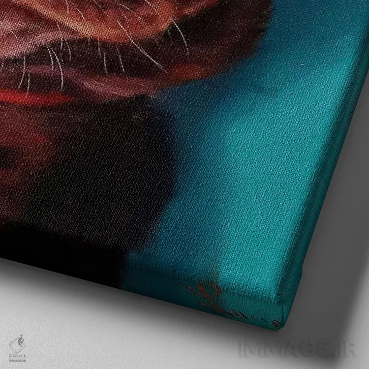 تابلو سلفی سگ اثر لوسیا هفرنان - نمای نزدیک بافت بوم