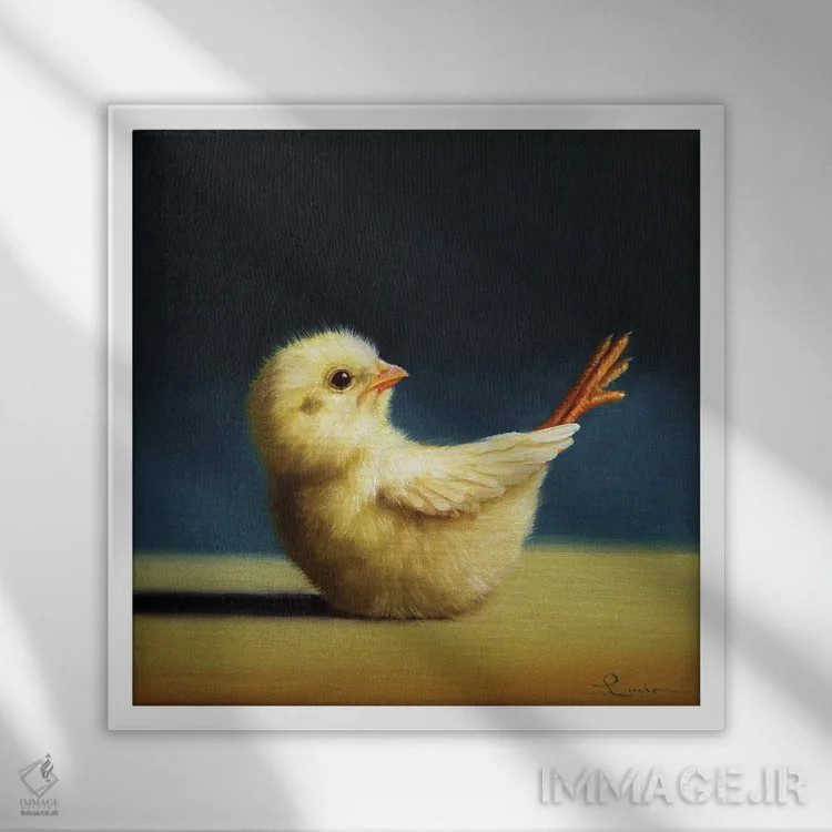 تابلو حالت قایق (جوجه یوگاکار) اثر لوسیا هفرنان - نمای قابدار سفید