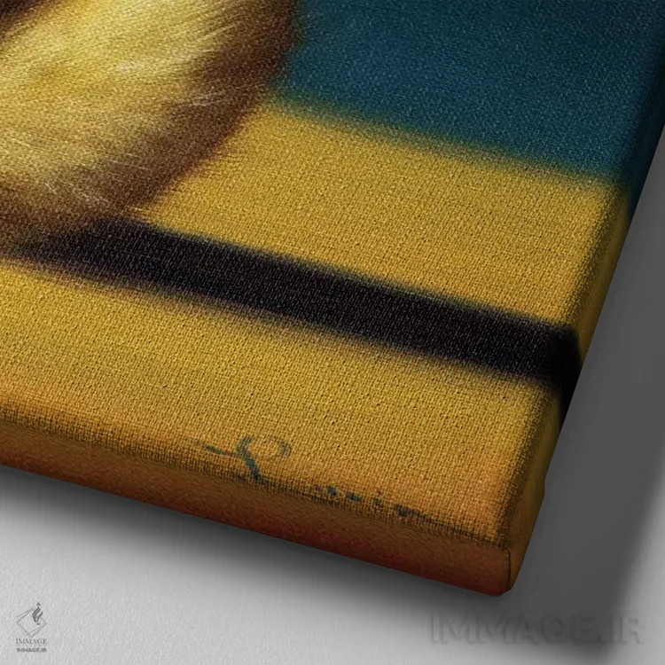 تابلو حالت کمان (جوجه یوگاکار) اثر لوسیا هفرنان - نمای نزدیک بافت بوم