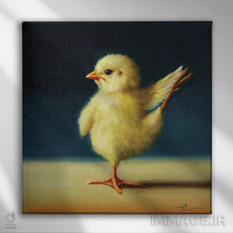 تابلو رقصنده دو (جوجه یوگاکار) اثر لوسیا هفرنان - نمای روبهرو روی دیوار