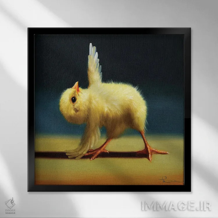 تابلو حالت هرم (جوجه یوگاکار) اثر لوسیا هفرنان - نمای قابدار مشکی