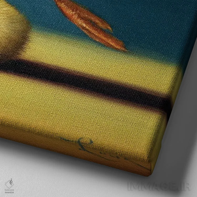 تابلو حالت گاوآهن (جوجه یوگاکار) اثر لوسیا هفرنان - نمای نزدیک بافت بوم