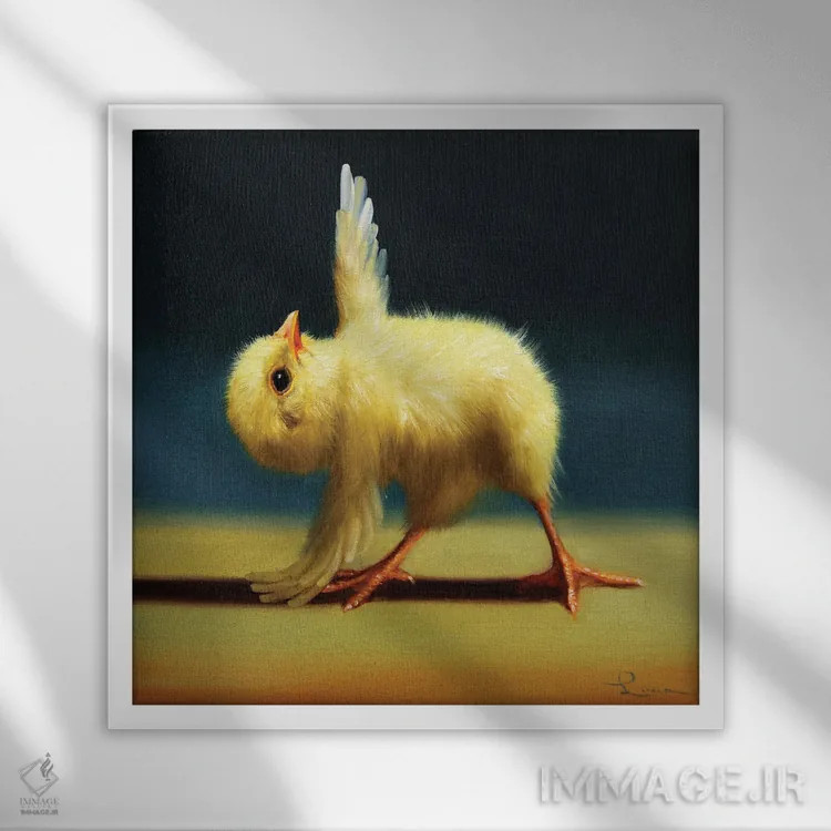تابلو حالت هرم (جوجه یوگاکار) اثر لوسیا هفرنان - نمای قابدار سفید