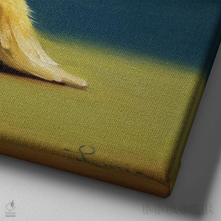 تابلو ایستادن روی سر به شکل نیلوفر (جوجه یوگاکار) اثر لوسیا هفرنان - نمای نزدیک بافت بوم