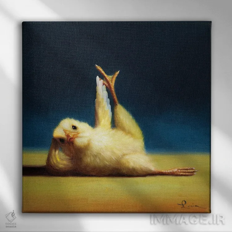 تابلو بالا بردن پا از پهلو (جوجه یوگاکار) اثر لوسیا هفرنان - نمای روبهرو روی دیوار