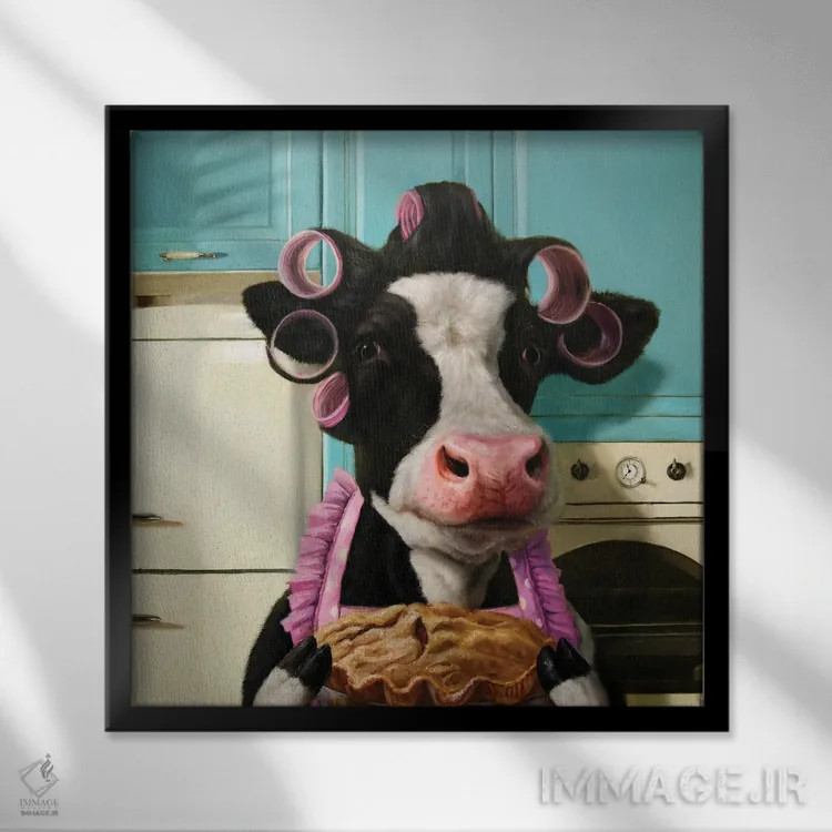 تابلو کیک گاوی (کود گاو) اثر لوسیا هفرنان - نمای قابدار مشکی