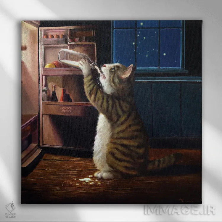 تابلو برج دلو (آکواریوس) اثر لوسیا هفرنان - نمای روبهرو روی دیوار