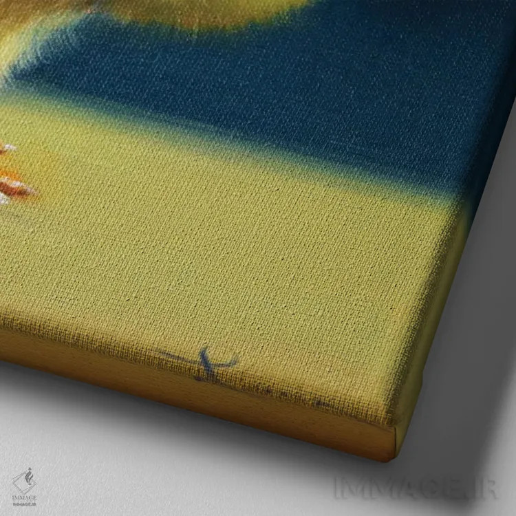 تابلو مثلث چرخیده (جوجه یوگاکار) اثر لوسیا هفرنان - نمای نزدیک بافت بوم