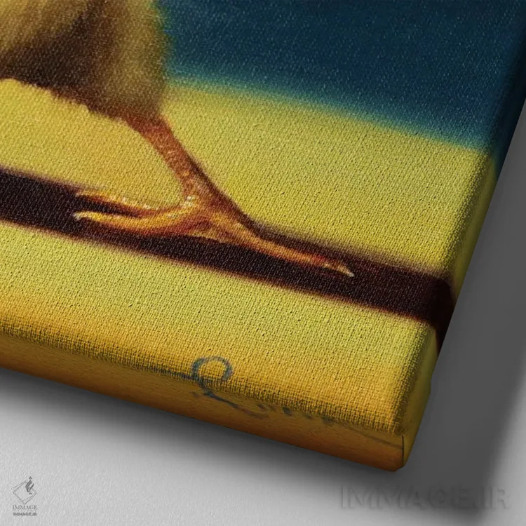 تابلو زاویه جانبی چرخیده (جوجه یوگاکار) اثر لوسیا هفرنان - نمای نزدیک بافت بوم