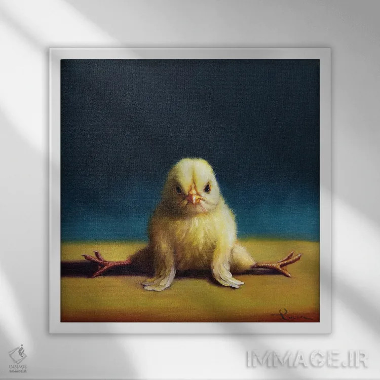 تابلو شکاف رو به جلو (جوجه یوگاکار) اثر لوسیا هفرنان - نمای قابدار سفید